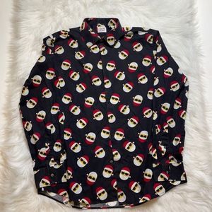 - Men's Holiday Dress shirt Santa with sunglasses size large